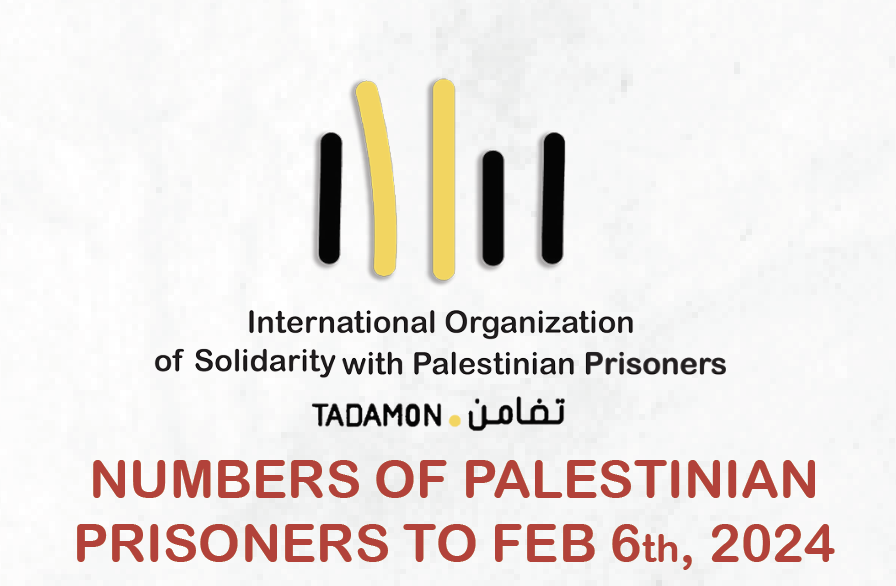 NUMBERS OF PALESTINIAN PRISONERS TO FEB 6th, 2024